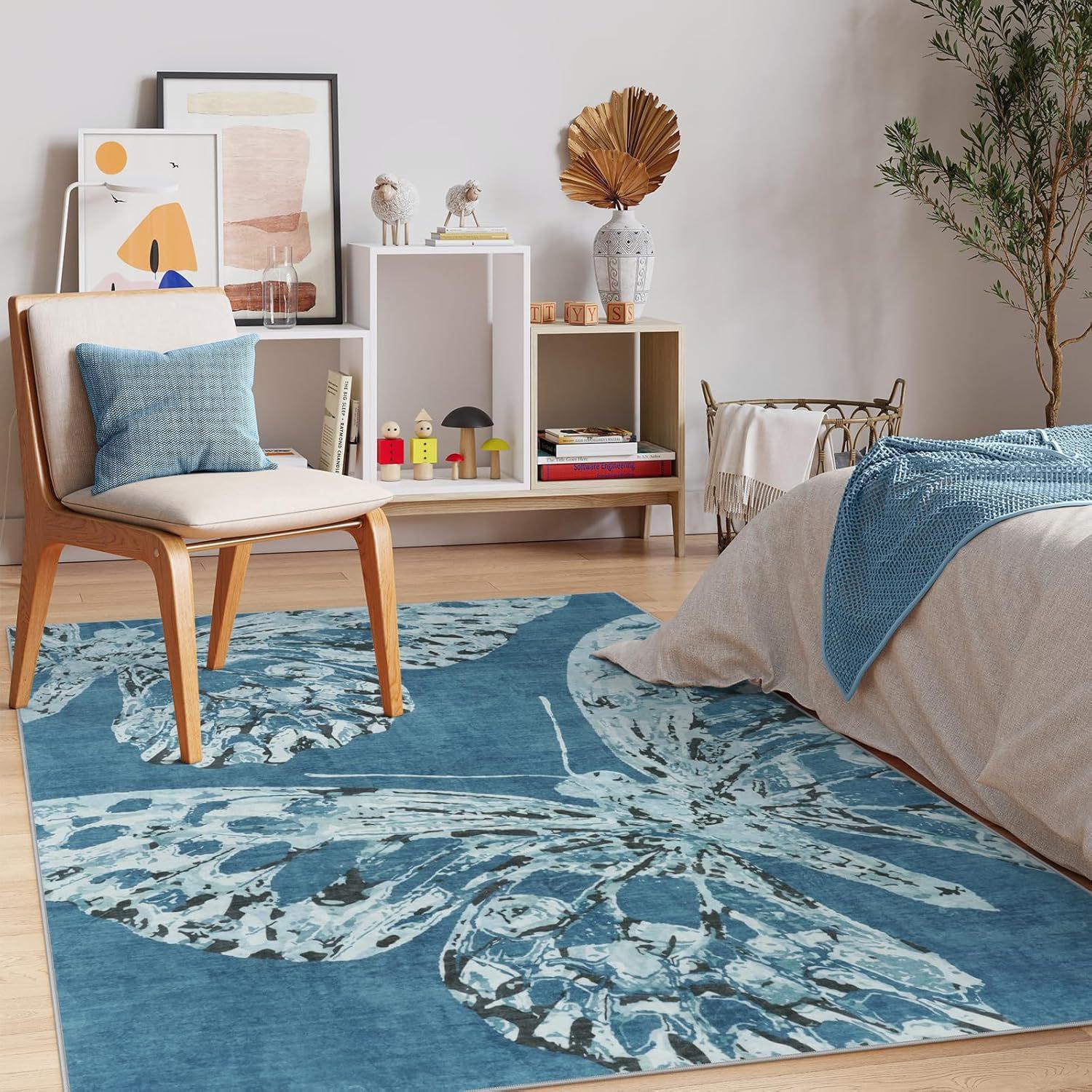 

Bohemian Living Room Carpet Room Decoration Bedside Carpet Dirt Resistant and Dust-proof Carpet 80*120cm синій