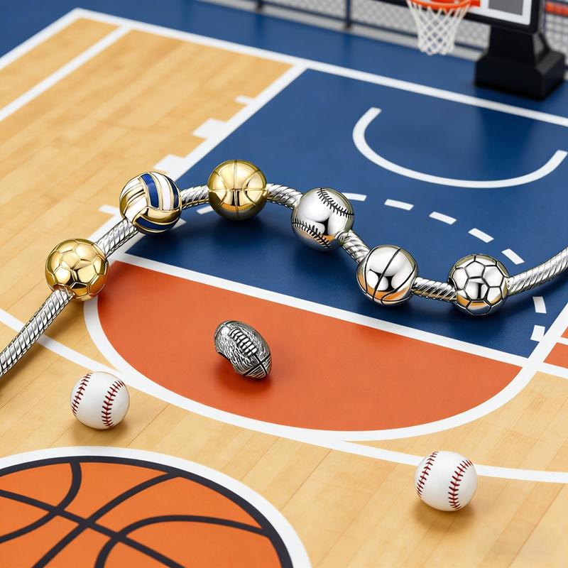 925 Silve Charms Sports Series Basketball Football Badminton Yoga Boxing Charms Bead Pendant Fit Bracelet Jewelry Gift