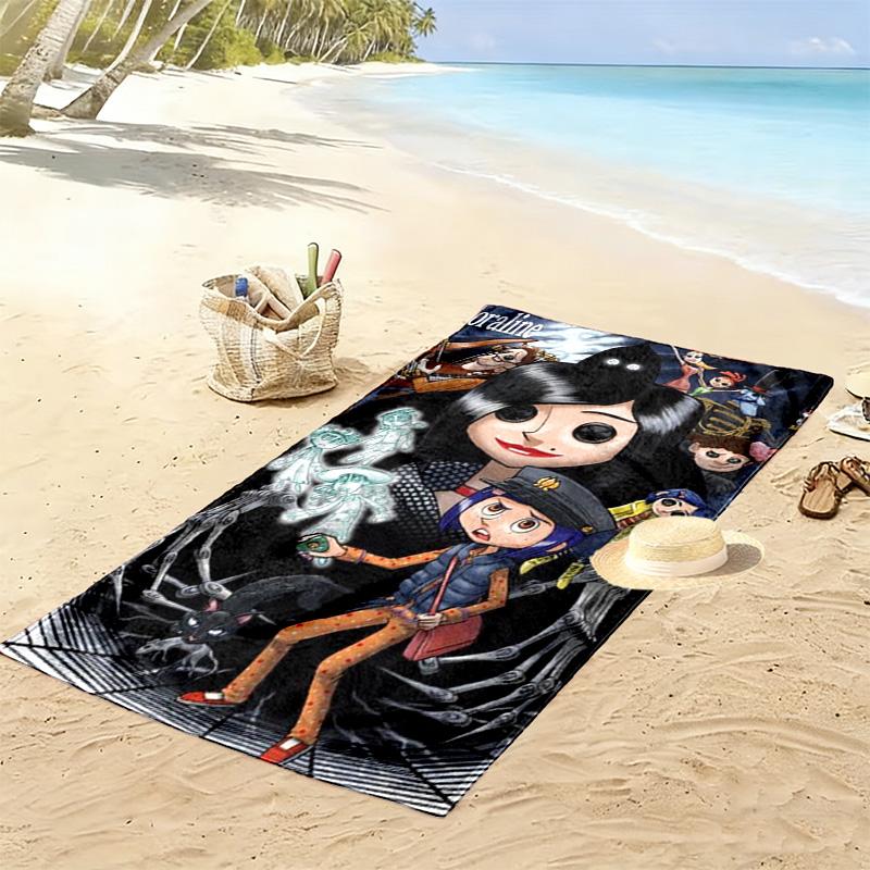 Coraline 2D Flat Print Beach Towel, Large Soft Quick Dry Towel for Beach Camping SwimmingXSTJ0915123