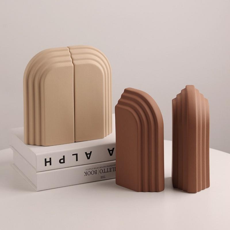 Ceramic Arch Ornaments Design Bookends Minimalist Geometry Bookshelf Ornament Desktop Decorative Handmade Handicraft Shelf Decor