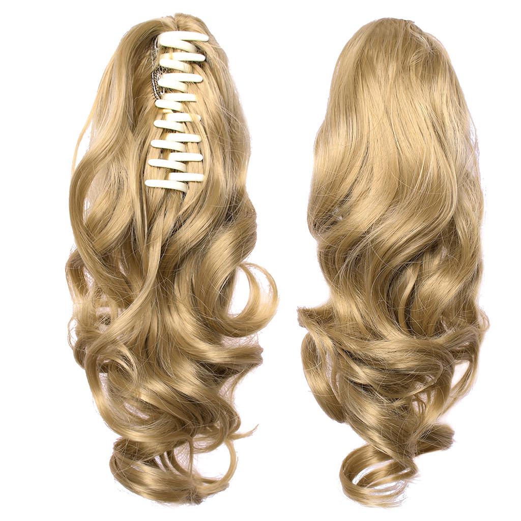 Langes Haar, Dutt, Perücke, Pferdeschwanz, matt, Hochtemperatur-Seidenfaser, Krallenklammer, 43,2 cm