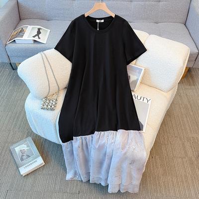A Plus-size Women's Dress with A Laid-back Japanese Style and A Niche Design, Featuring A Patchwork Style, Is A New Summer Collection