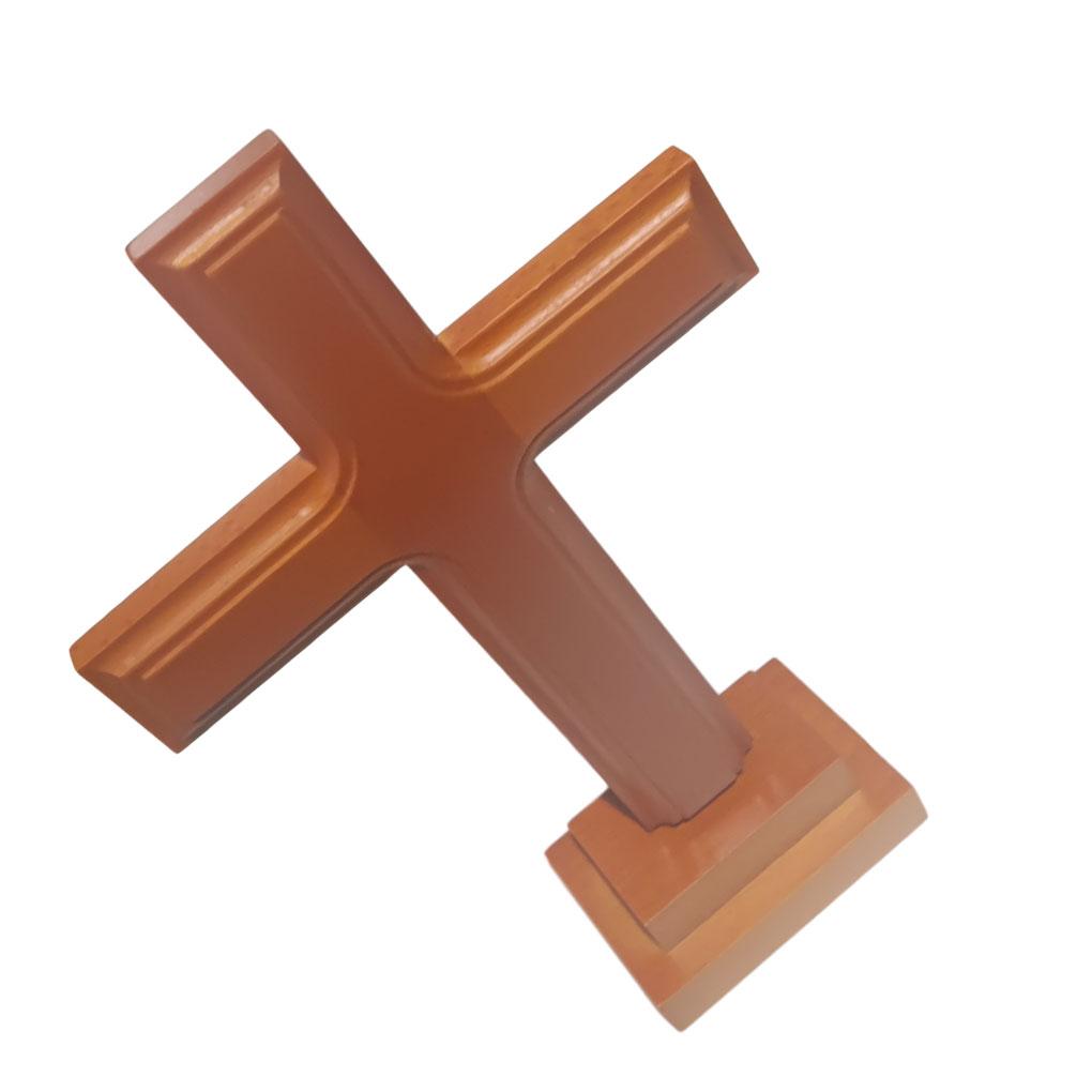 Carved Wooden Standing Cross Crucifix w/ Stand Jesus Christ Altar Handmade
