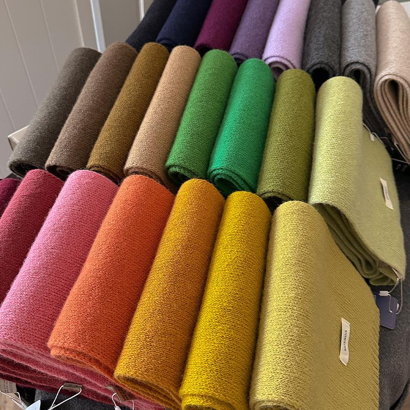 18-color scarf women's winter high-end soft waxy season warm thickened knitted wool couple scarf Korean