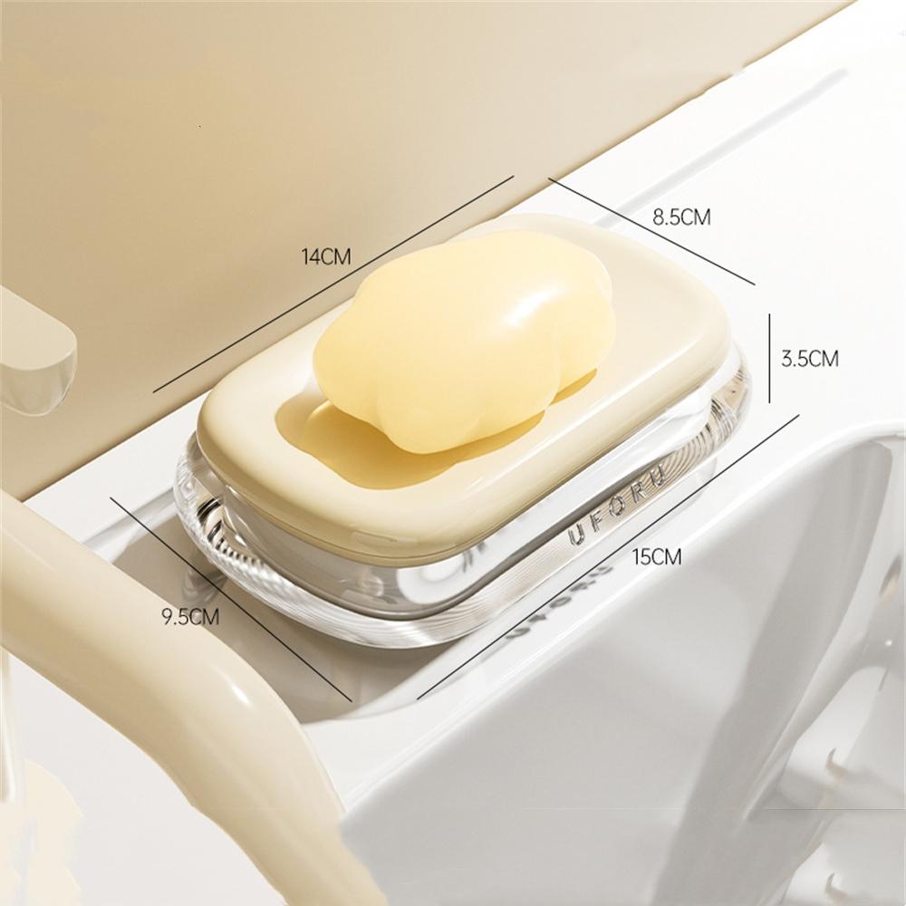 

Acrylic Soap Box Portable Double Drainage Soap Case Household Washstand Non Stagnant Soap Holder Bathroom Shower Accessories 15x9.5x3.5cm белый