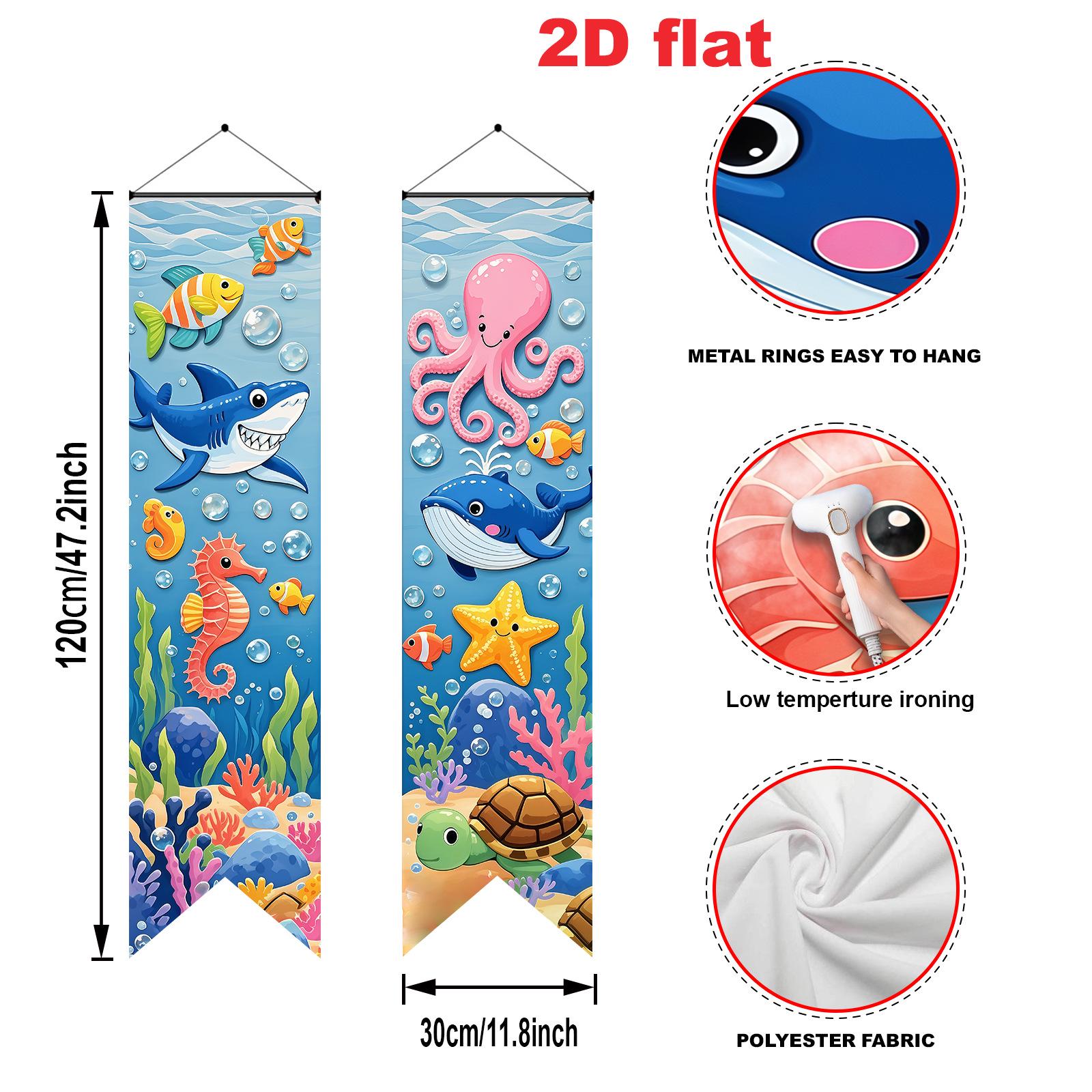 Флажки и Баннеры для Дверного Проема на День Рождения в Подводном Мире 30*120CM