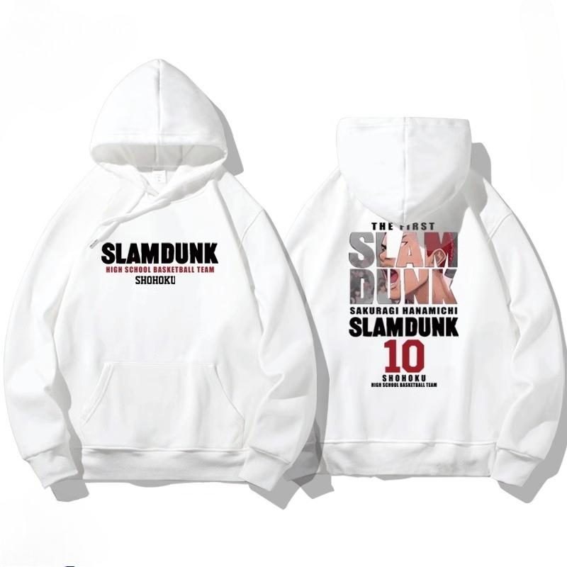 NASA joint autumn and winter cartoon slam dunk print student hooded sweatshirt men and women plus velvet long-sleeved pullover