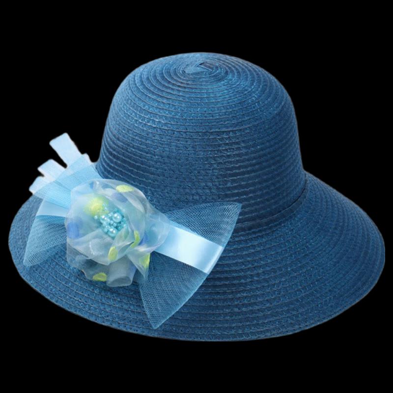 

ZHENYUEQI Women s Summer Mesh Straw Sun Hat with Pearl Flower Adjustable