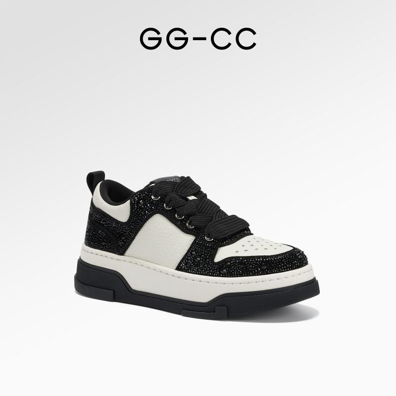 

thick-soled rhinestone board shoes little white shoes spring new panda sports and leisure shoes children 35 чорний