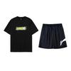 Li Ning Logo Printed Round Neck Pullover Short Sleeve T-Shirt Fashion Loose Comfortable Versatile Shorts Casual Sports Set AHSUA03-2+YKSV197-2