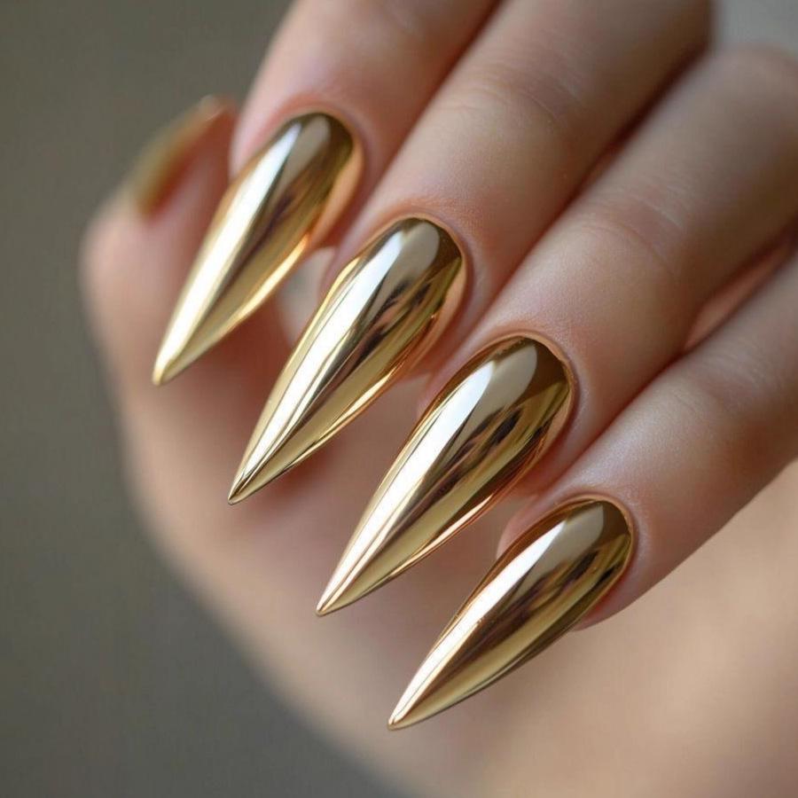 

Chic Almond Shape Electroplated Manicure Stickers - 24 Removable Wearable Nails in a Box