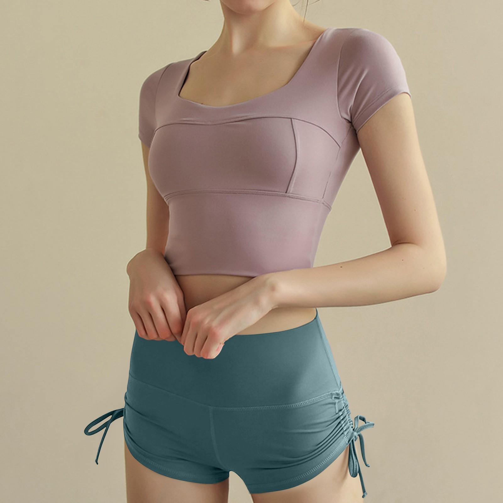 

Women s Stylish Solid Color Quick-drying Breathable Three-point Yoga Pants L армія зелений колір