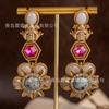 Vintage Jewelry Procurement Heavy Industry Light Luxury Retro Flower Earrings Sweet High-end Feeling