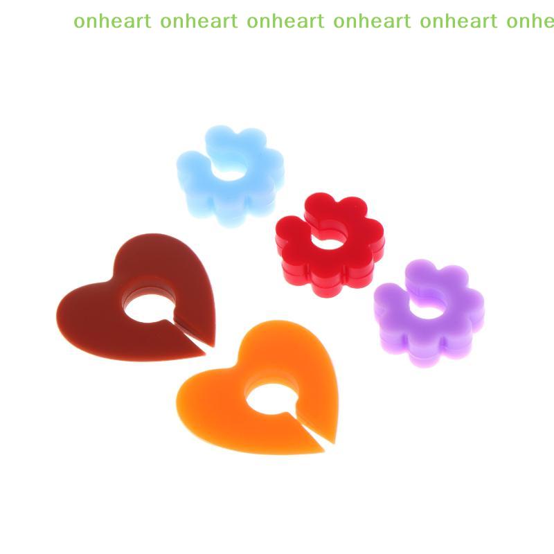 [C]Colorful Heart Flower 12Pcs Silicone Drink Markers for Celebrations and Wine Festivals