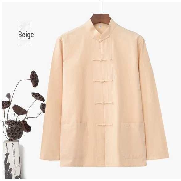 Men's Long-Sleeved Tang Suit - Classic Hanfu, Traditional Chinese Clothing for Middle-Aged Men and Groomsmen