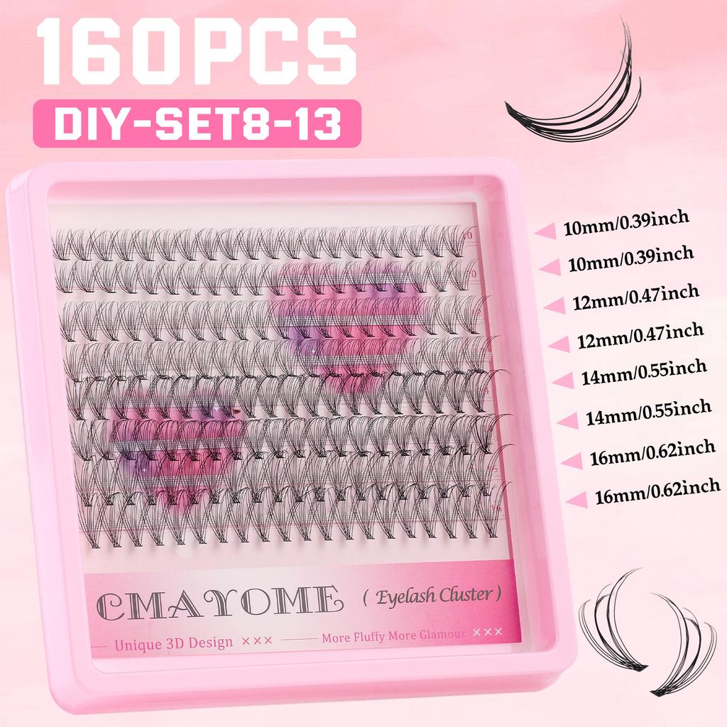 Diy Segmented Single Tuft Of Hair D Curve False Eyelashes 10-16Mm Thick Curled Eyelashes