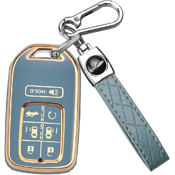 QBUC for Honda Odyssey 7 Button Key Fob Cover Case with Keychain for 2018-2024 Elite Touring EXL Sport EX Case Shell