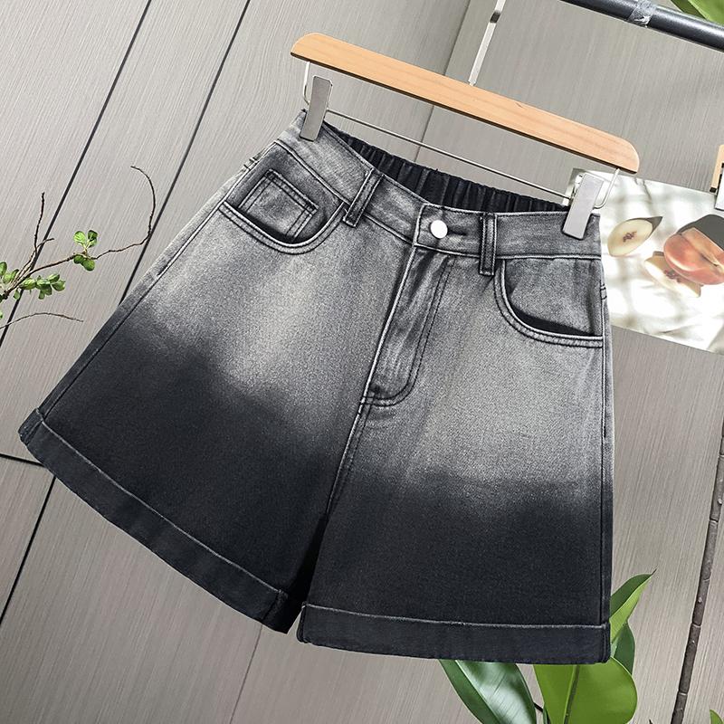 DIMANAF Plus Size 2025 Women Shorts Pants Summer Elastic Loose Jeans Short High Waist Basic Pants Maxi