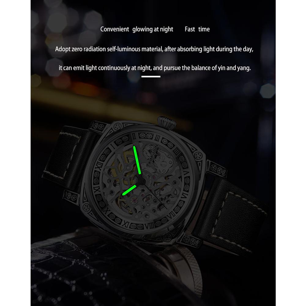 KIMSDUN Watch Men's Top Brand Luxury Clock Double-sided Hollow Automatic Mechanical Trend Ancient Carved Waterproof Men's Watch
