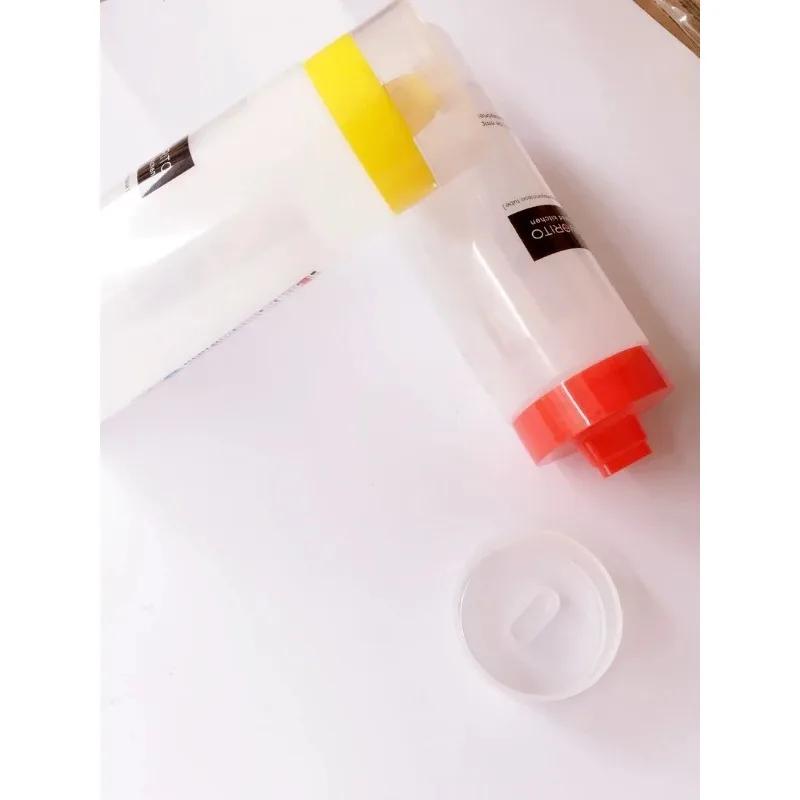 Salatdressing Gewürz 4-Loch Verschluss Quetsch-Saucenflasche Salatflasche Saucenflasche Öler Saucenspender Gadget