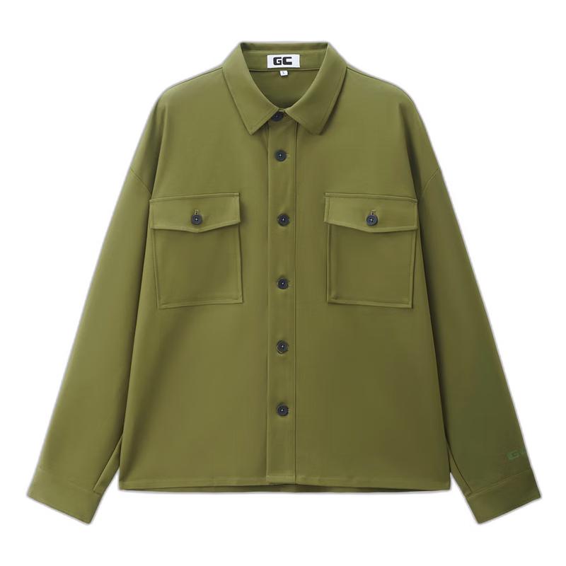 GIORDANO CONCEPTS Men s Loose Fit Brand Print Pocket Workwear Long-Sleeve Shirt S