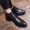 Autumn and Winter High-top Lace-up Black Leather Boots British Style Platform Dress Leather Shoes Korean Version Men's Pointed Martin Boots