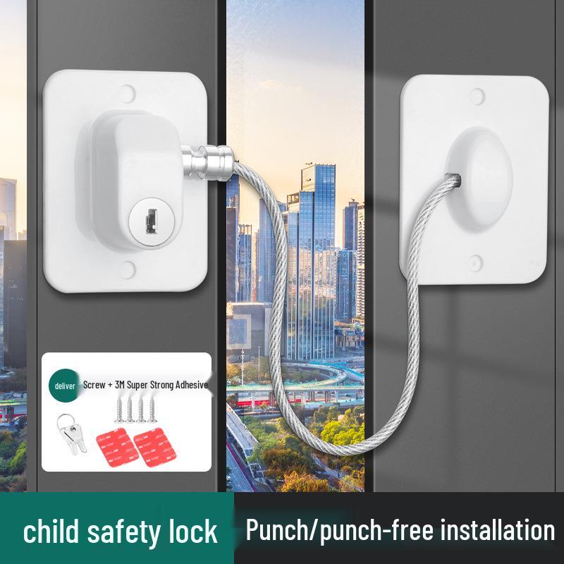 Anti-Theft Child Safety Lock for Outward Opening Windows and Doors - No-Drill Sliding Latch Limiter