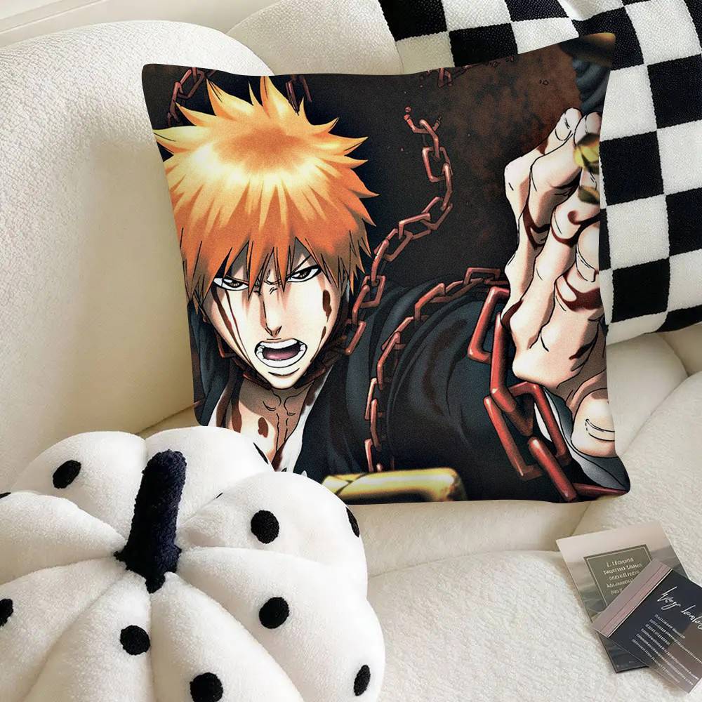 Vintage Bleach Anime Kurosaki Ichigo Kissenbezug Quadratisches Kissen Schlafzimmer Sofa Freizeit Komfort Kissen Auto Heimdekoration