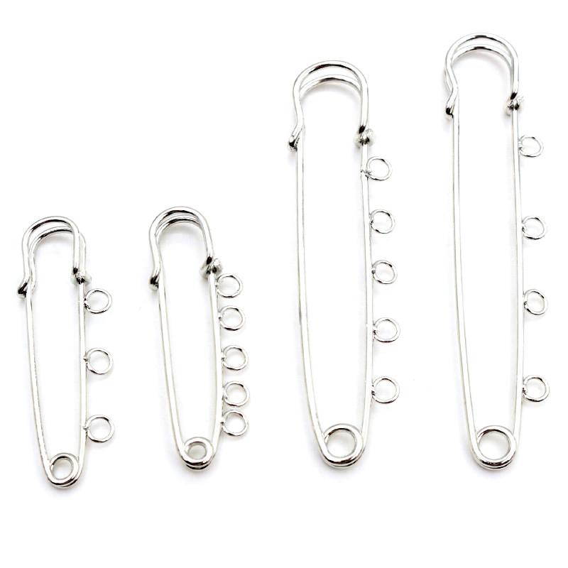 5pcs/lot Safety Pins Brooch Blank Base Brooch Pins 50/80/90mm Pins 3/5 Rings Jewelry Pin for Jewelry Making Supplies Accessorie