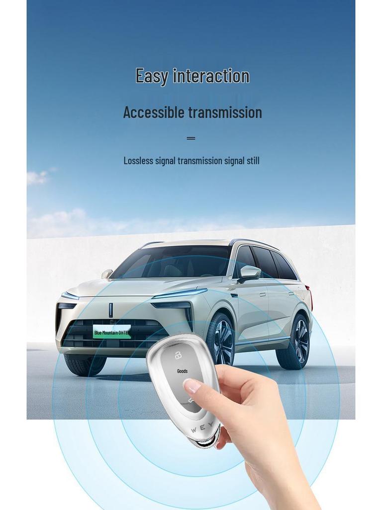 Modrý kryt klíče Blue Mountain pro modely Great Wall Wey Mocha a Latte 2023 - Taška na klíč od vozu s novou energií a přezka