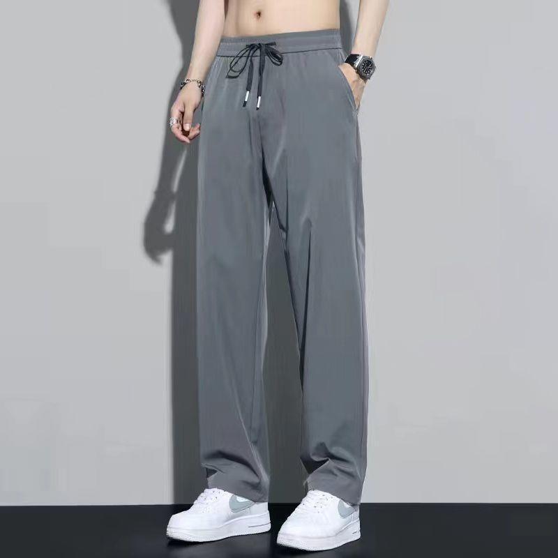 Men's Summer Thin Ice Silk Quick-Dry Loose Straight-Leg Western Drape Trousers