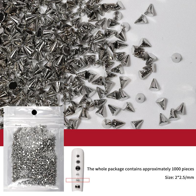 1000Pcs Retro Manicure Charms Punk Metal Rivet Nail Charms 3D Cone Nail Art Studs Stylish Alloy Nails Decoration Accessories