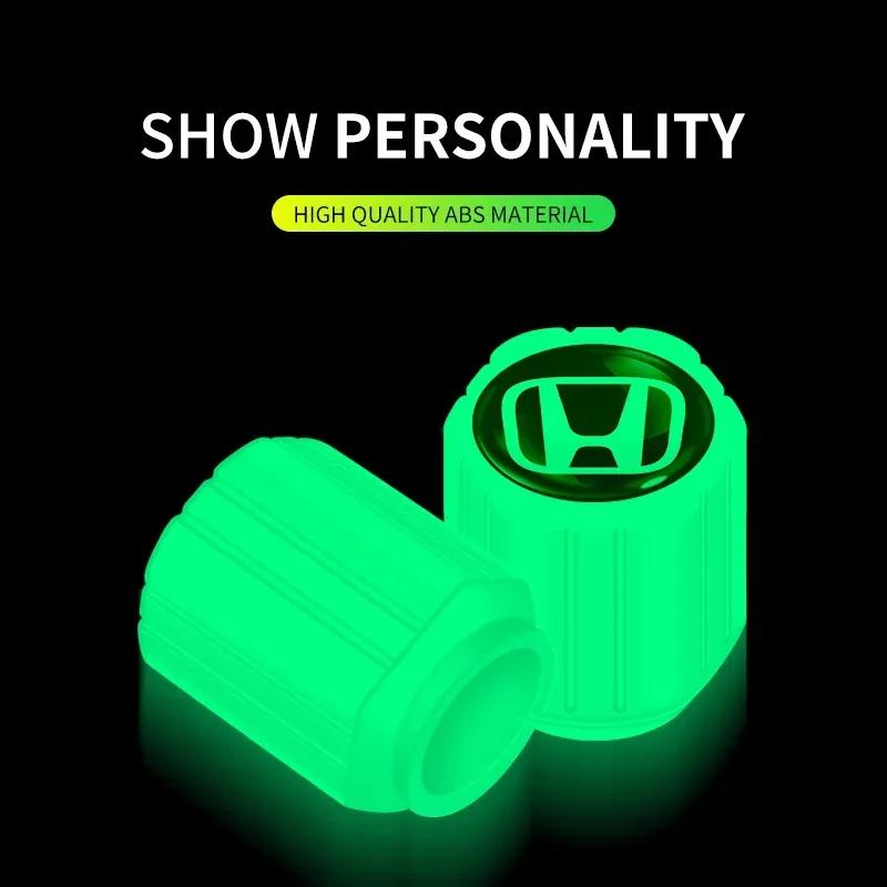 4Pcs Fluorescent Green Car Wheel Tire Valves Caps Luminous Valve Dust Covers For Honda Civic Accord CRV Fit Jazz CBR Cb500x ZOPJT1