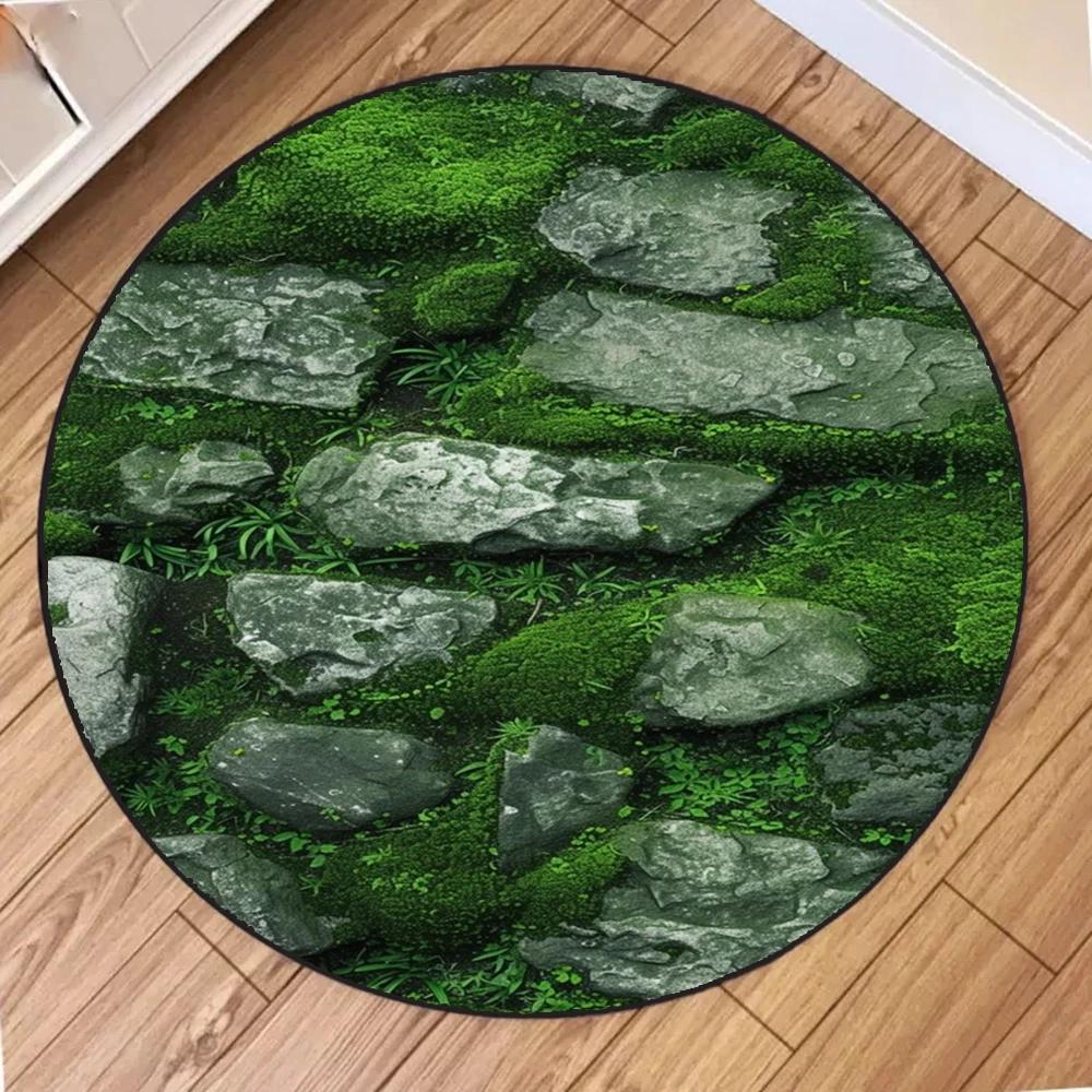 Ronde Mos Vloermat - Wasbaar Bruin Binnenkleed voor Woonkamer, Slaapkamer, Badkamer, Salontafel, Keuken Decor Diameter 120cm(47in)