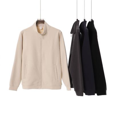 Cardigan Stand-up Neck Zipper Jacket for Men and Women 0 Solid Color Loose Casual Sports Style Sweater Autumn