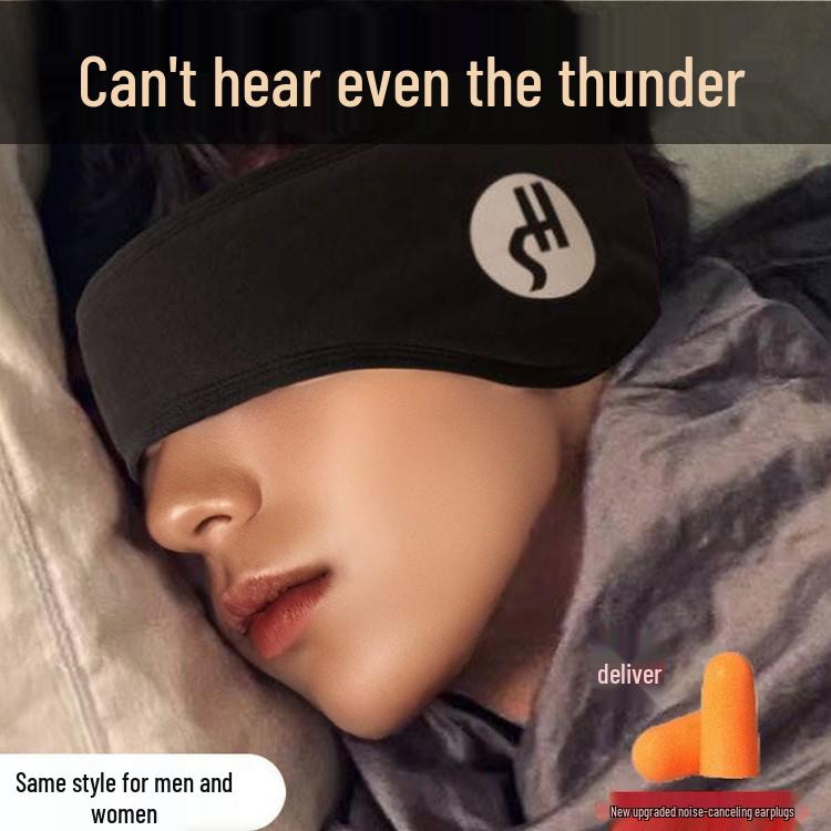 

Soundproof Sleep Mask with Adjustable Headband and Earplugs Gray Deluxe - Triple Soundproof + 3M Earplugs