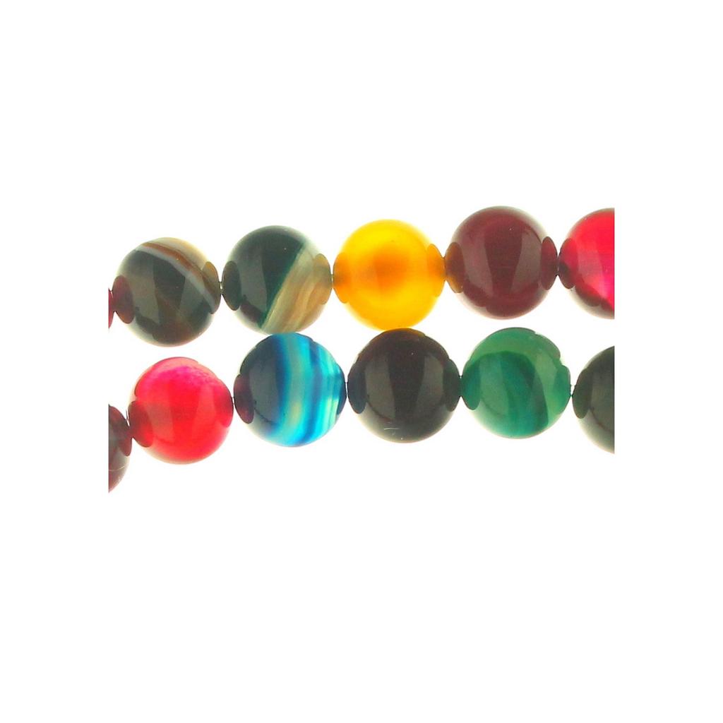 Strand of 46 Round Beads 8mm 8 Mm In Multicolored Agate Blue Pink Red Yellow ...