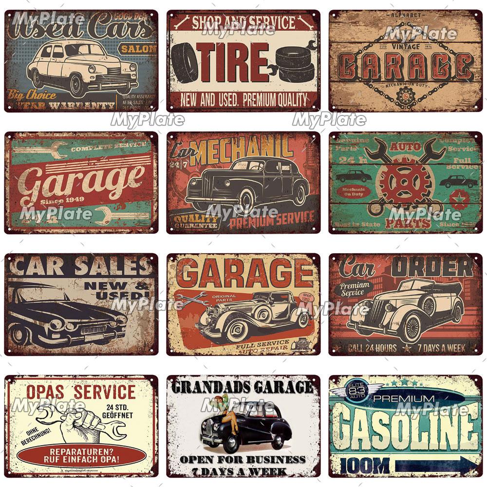 Garage Metallskylt Metallaffisch Plåtskylt Plack Metall Vintage Väggdekor för Bar Pub Motorcykelklubb Man Cave Tool Regler Affisch