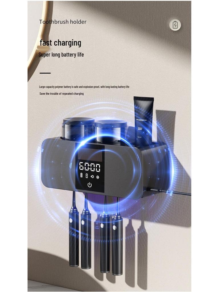 Smart Wall-Mounted Toothbrush Holder & UV Sterilizer with LCD Drying Feature