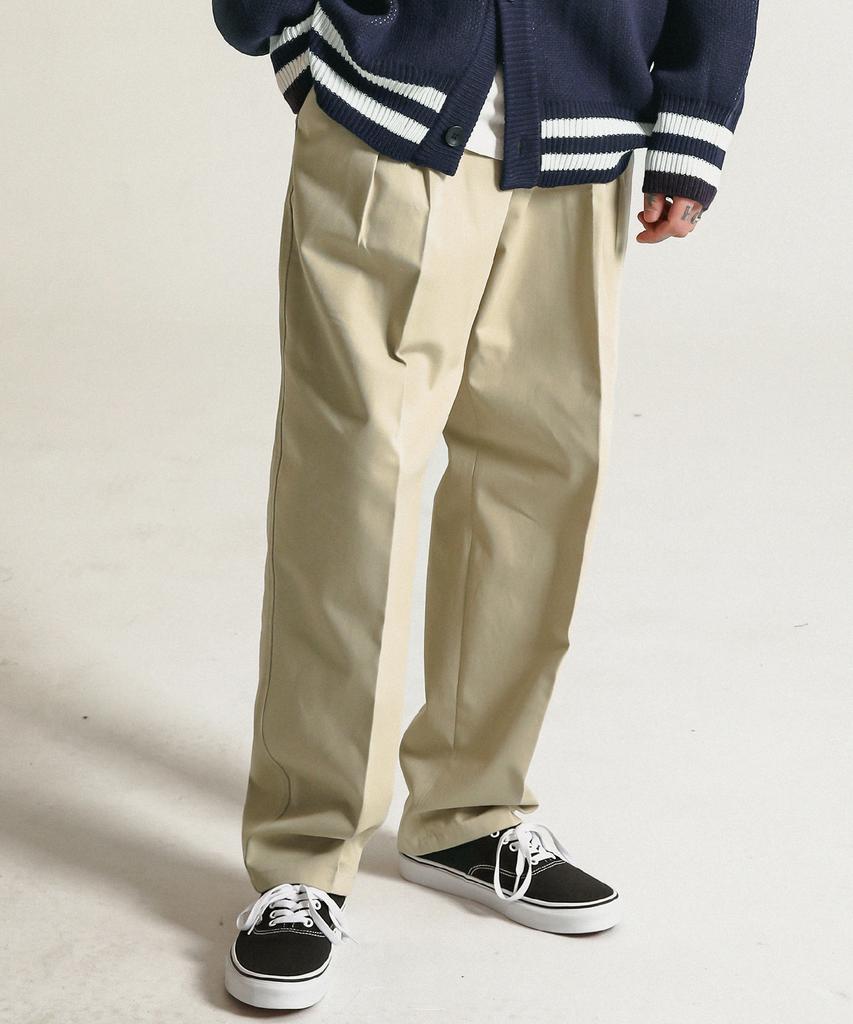 STAGE NAME Ss Double-Tuck Silhouette Wide Pants_Light Beige