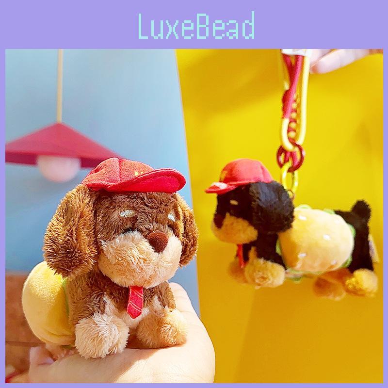 Adorable Plush Dachshund Hamburger Keychain Accessory For Cute Lovers Gift