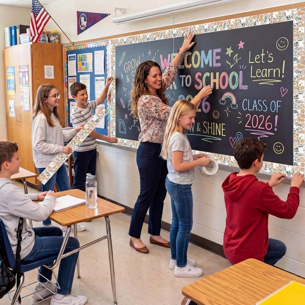 Carta Colorata Bordo Ondulato Adesivi Decorativi per Lavagna Nera per Bacheca Scolastica Festa in Casa