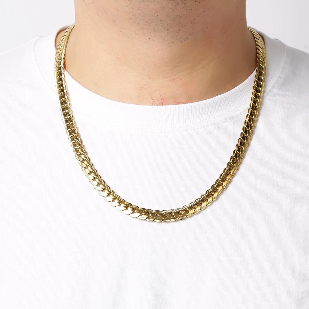 Punk 925 Sterling Silver 6mm Embossed Flat Snake Chain Necklace Gold/Silver Chain Men Women Fashion Jewelry