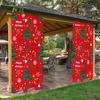 Set Of 2 Red Christmas Tree Snowflake Print Curtains Pole Bag Home Decoration Room Curtain Polyester