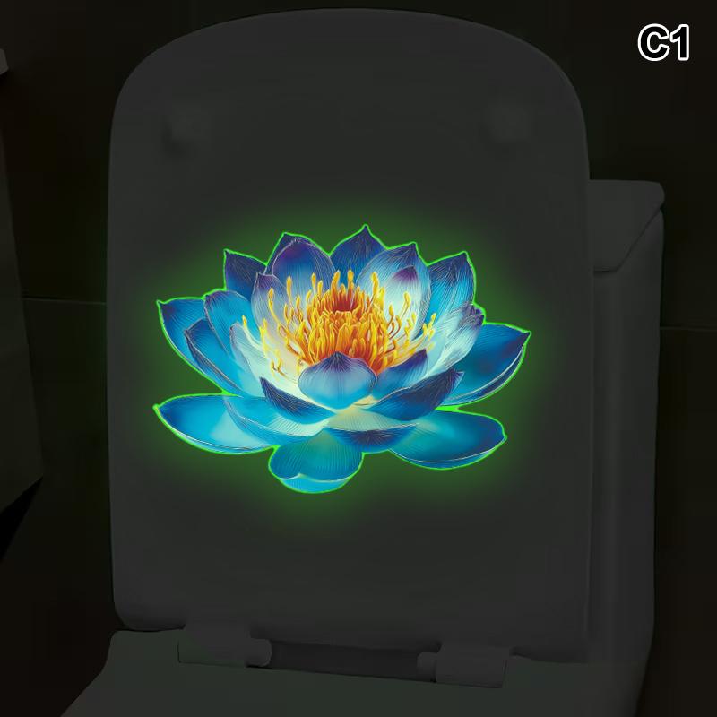 

Glow-In-The-Dark Lotus Toilet Stickers Pvc Self-Adhesive Removable Wall Sticker Luminous Effects Car Sticker Home Decor C1