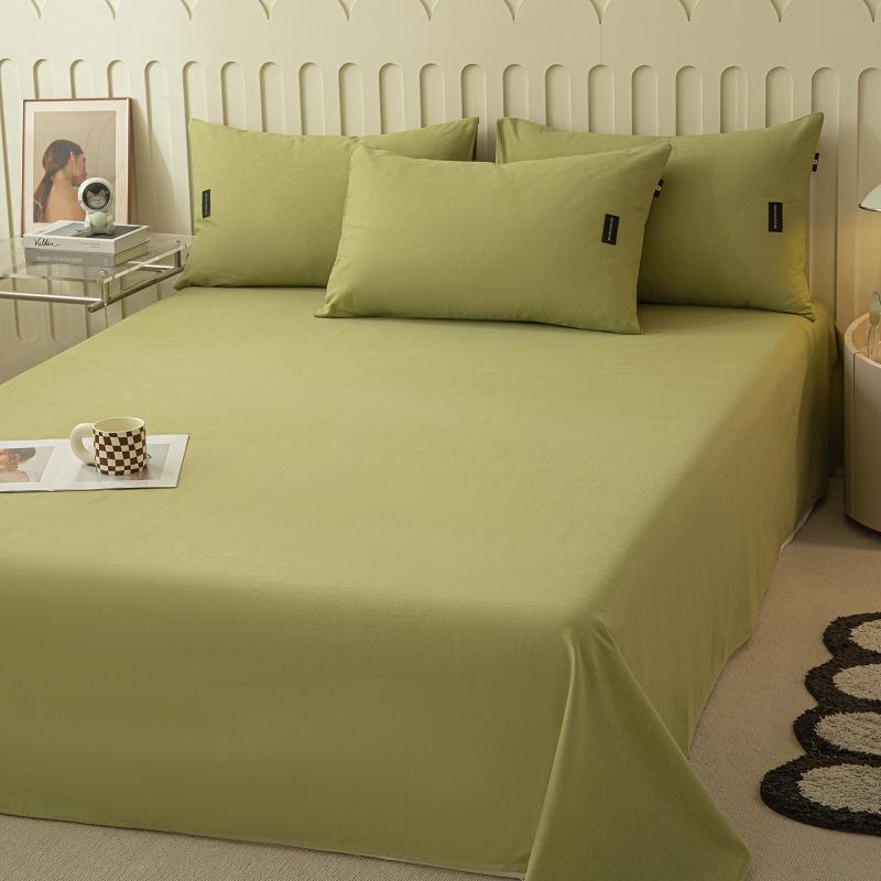 1pcs  Cotton Bed Sheet Solid Color Printed Double Top King Sheets for Girls Boys Kids Single Queen King Size Bed Linen