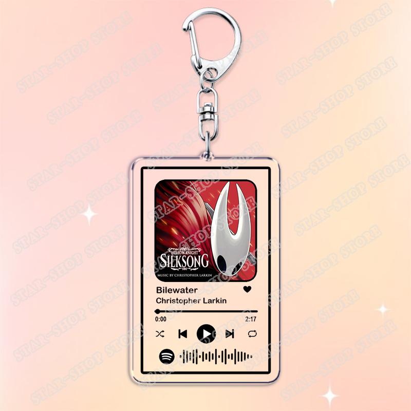 

Hollow Knight Silksong Game Music Keychains for Accessories Bag Dirtmouth Greenpath Songs Code Keyings Jewelry Fans Gamer Gifts