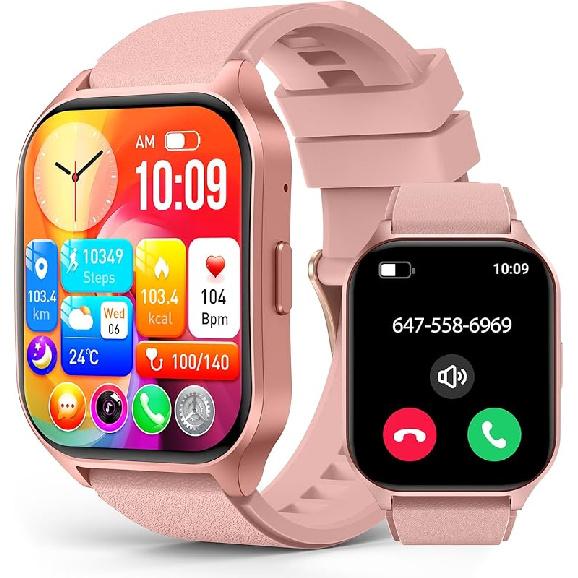 SOUYIE Smart Watch (Answer/Make Call), 2.06  Curved AMOLED Screen Smartwatch for Men Women, 100+ Sport Modes Fitness Tracker, Heart Rate Sleep SpO2 розовый