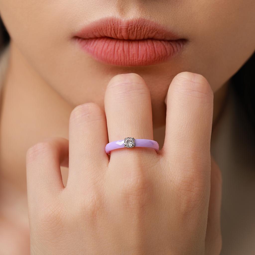 3mm Thin Ceramic Promise Ring for Women Minimalist Pink Green White Black