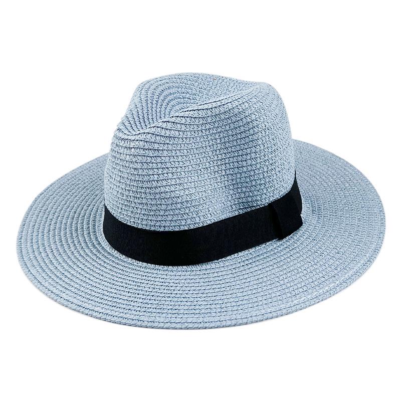 Summer Panama Wide-Brimmed Straw Fedora - Outdoor Sunshade Beach Hat